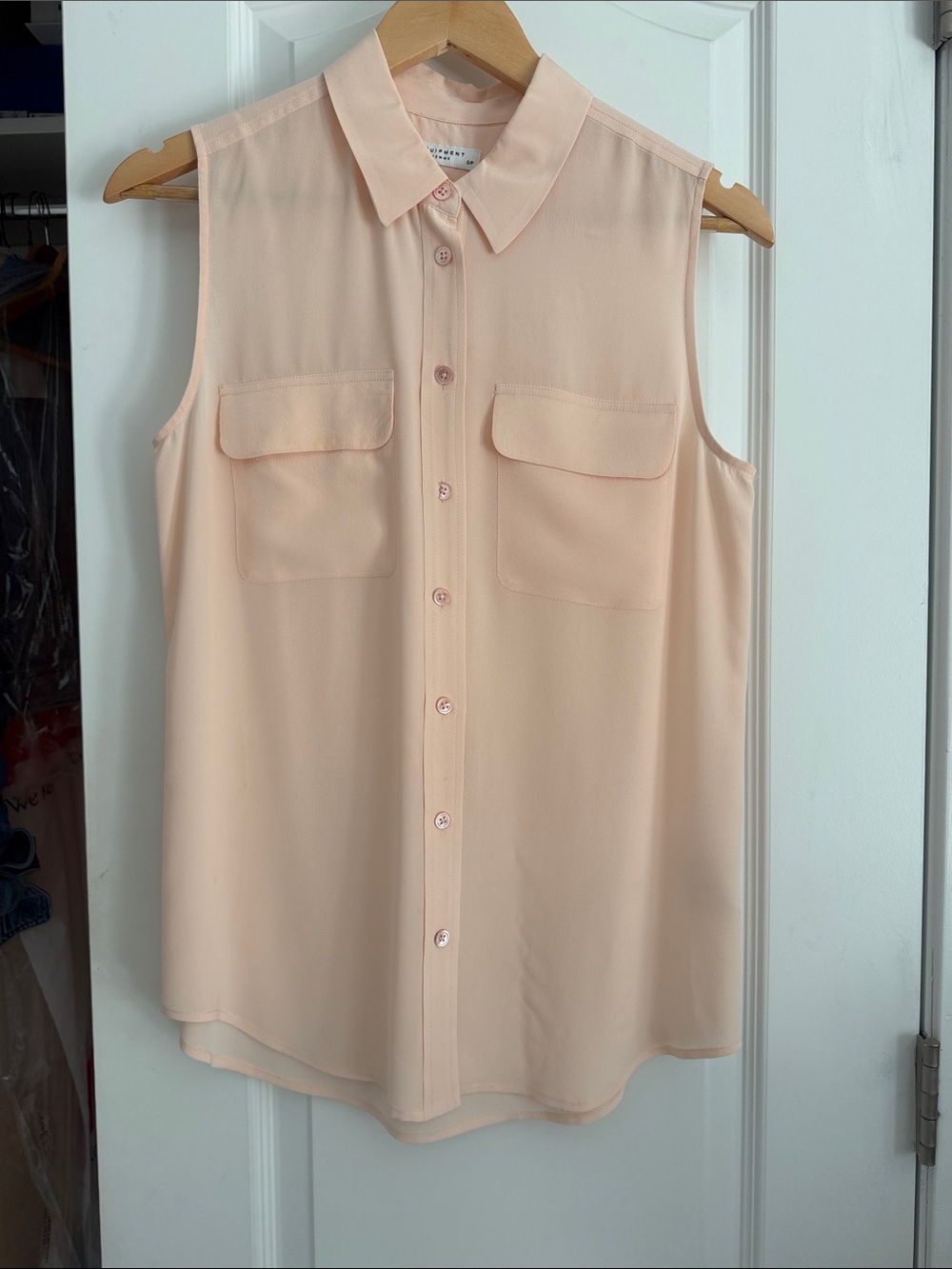 Equipment silk button up tank